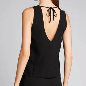 Ganni black sleeveless crepe tie back too NWT